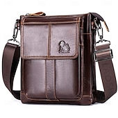 olcso Férfitáskák-Férfi Crossbody táska Marhabőr Napi Cipzár Tömör szín Fekete Barna Kávé
