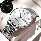 preiswerte Quarz-Uhren-1 Herren Sport Stahlband Uhr Leuchtet Im Dunkeln Kalender Wochenanzeige Licht Luxus All-In-One Legierung Mode Ultra-Dünn Digital Herren Business Uhr