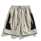 cheap Classic-Men&#039;s Cargo Shorts Shorts Bermuda shorts Casual Shorts Drawstring Zipper Pocket Straight Leg Color Block Plain Breathable Moisture Wicking Knee Length Outdoor Casual Running Fashion Streetwear Black