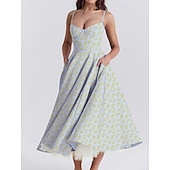 cheap Dresses-Retro Vintage 1950s Midi Dress Flare Dress Spaghetti Strap Corset Floral A-Line Women&#039;s Masquerade Wedding Vacation Tea Party Adults&#039; Dress