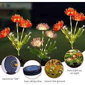 abordables Luces de paisaje-Lámpara de inserción de campo de flores junto al mar con energía solar para exteriores, 2 piezas, lámpara de decoración de césped para camino de jardín y patio, lámpara de decoración de ambiente de