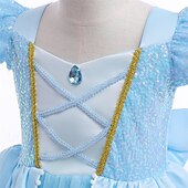 cheap Fairytale Theme Dresses-Kids Girls&#039; Dress Color Block Sleeveless Performance Outdoor Mesh Adorable Costume Polyester Midi Casual Dress A Line Dress Tulle Dress Summer Spring 4 years+ Sky Blue