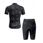 cheap Men&#039;s Clothing Sets-Men&#039;s Cycling Jersey with Shorts Dog Short Sleeve Bike Clothing Suit with 3 Rear Pockets Mountain Bike MTB Road Bike Cycling Front Zipper Sweat wicking Comfortable Breathable Sports Black Yellow Dark