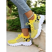 billiga Damsneakers-stickade sneakers för kvinnor med leopardtryck – löparskor i mesh som andas, lätta atletiska sneakers för promenader och fritidskläder