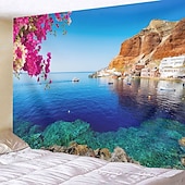 Недорогие Тапестри́ на океа́нском пляже-Пейзаж Пляж Висячая Гобелен настенное искусство Пальма Большой гобелен Муральное декор Фотографический фон Плед занавеска Дом Спальня Гостиная Декорация