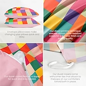 abordables 100% Coton-l.t.home Parure de lit réversible en satin 100 % coton de qualité supérieure, 300 fils au pouce carré, ensemble de literie élite géométrique