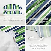 abordables 100% algodón-Juego de edredón con estampado de rayas verdes, juego de edredón de 2 o 3 piezas, juego de cama de algodón de lujo, decoración del hogar, ropa de cama, regalo, tamaño king, queen, queen, tamaño