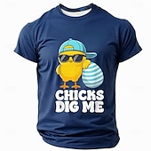 billige Morsomme T-skjorter for menn-Herre Kortermet Grafisk T-skjorte Morsom &quot;Kyllinger Koser Seg Med Meg&quot; Påskekylling Design