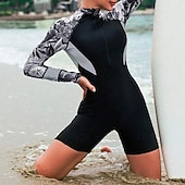 abordables Lycra de surf-Femme Maillot de bain 1 pièce Maillots de Bain Floral Maillots de Bain Rose Claire Bleu Ciel Respirable Séchage rapide Poids Léger manche longue - Natation Surf Plage Eté Printemps