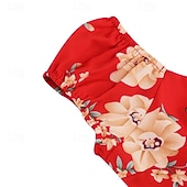abordables Vestidos-1950s Retro Antiguo Rockabilly Hasta la Rodilla Vestidos Vestido de té Vestido swing Floral Ajustado / Acampanado Columpio Disfraz Mujer Navidad Carnaval Año Nuevo Reunión de Antiguos Alumnos Ropa