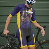 economico Set di abbigliamento da uomo-Per uomo Maglia con pantaloncini da ciclismo Manica corta Ciclismo da montagna Cicismo su strada Blu marino Bicicletta Elastene Gli sport Lettere &amp; Numeri Abbigliamento