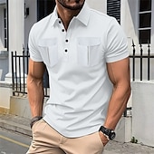 cheap Men&#039;s Classic Polo-Men&#039;s Golf Shirt Golf Polos Shirts Work Casual Lapel Short Sleeve Basic Modern Plain Buttons Front Pocket Summer Spring Regular Fit Black White Navy Blue Gray Golf Shirt