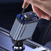 abordables Cargadores para coche-Cargador USB retráctil Starlight mejorado para automóvil, cargador de teléfono para automóvil 4 en 1 súper rápido, 2 puertos USB, adaptador para encendedor de cigarrillos