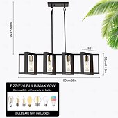 economico Luci a sospensione-lampada a sospensione piccola da fattoria 1 testa apparecchio a 4 teste lampada a sospensione per isola cucina con cavo finitura nera struttura in legno lampadario per corridoio ingresso armadio