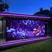 baratos Capas para portas de garagem-Decorações de Porta Blacklight Capa de Porta de Garagem Brilha no Escuro Cogumelo Psicodélico Nebuloso Faixa Grande Decorativa para Festa ao Ar Livre Porta de Garagem Decorações de Parede da Casa