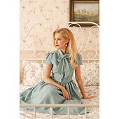 levne Šaty-Elegantní 50. léta Retro Ke kolenům Šaty A-Line šaty Čajové šaty Pevná barva A-Linie Dámské Vánoce Karneval Nový rok Maturita Denní nošení loučení se svobodou nevěsty Dospělé Šaty pro návrat domů Léto