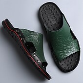 preiswerte Lässige Sandalen-lässige braune Slide-Sandalen für Herren mit Krokoprägung und strapazierfähiger Gummisohle – bequeme Outdoor-Schuhe für Sommer, Strand und Alltag