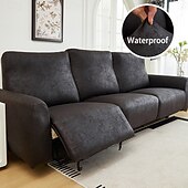 billiga Fotpallöverdrag-1/2/3 sits vattentät vilstol sofföverdrag PU läder fåtölj klädsel enfärgad resår avslappnad enkel soffa överdrag hem hotell
