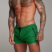 baratos calção de banho boxer masculino-Homens Calção Justo de Natação Shorts de Natação Bermuda de Surf Calças Com Cordão Com bolsos Natação Surfe Praia Esportes Aquáticos Cor Sólida Verão Primavera