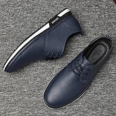 economico Casuale-scarpe da ginnastica casual stringate in similpelle bianca da uomo, comode scarpe antiscivolo con suola in gomma, ideali per l&#039;uso quotidiano e per il tempo libero