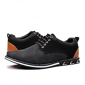 economico Semi-formale-scarpe casual oxford da uomo, sneakers eleganti con lacci blu e nere con dettagli in pelle scamosciata, calzature eleganti per lavoro, matrimoni e uso quotidiano