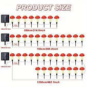 abordables Luces de cuerda solar-1 cadena de luces solares para exteriores con forma de hongo rojo, resistente al agua, para montar en el suelo, para patio, jardín, césped, camino, decoración de ambiente festivo para bodas