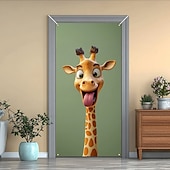 tanie Okładki drzwi-Zabawne Zwierzęta Dekoracje Drzwi Pokrycia Drzwi Giraffe Gobelin Zasłona Drzwi Dekoracja Tło Wewnątrz/Zewnątrz Baner Drzwi dla Domku Wiejskiego
