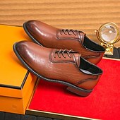 baratos Formal-Sapatos oxford masculinos de couro sintético marrom com relevo de crocodilo - elegantes e sofisticados para uso casual e formal