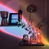 رخيصةأون مصباح جهاز عرض غروب الشمس-مصباح زخرفي كريستالي led مزود بمنفذ USB مصباح ليلي مزود بقوس قزح وغروب الشمس وإضاءة ملونة RGB لتزيين الغرفة هدية فريدة للأصدقاء