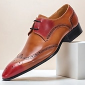 economico Scarpe Eleganti Classiche-scarpe brogue da uomo in pelle di prima qualità - design sfumato rosso-marrone, calzature eleganti e alla moda per uomo, ideali per eventi formali, matrimoni e occasioni di lavoro