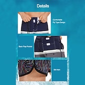 baratos shorts de natação masculinos-Homens Roupa de banho Bermuda de Surf Shorts de Natação Calção Justo de Natação Riscas Estampas Abstratas Secagem Rápida Respirável Com Cordão Cintura elástica Férias Praia Havaiana Casual Azul Lago