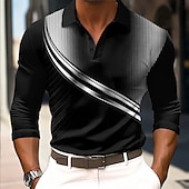 economico Polo geometrica da uomo-Per uomo Geometrico Linea Maglia da golf Manica Lunga Magliette polo Camicie con Colletto Casual Business Casual Streetwear Athleisure Abbigliamento da Esterno Ferie Bottoni Stampa 3D Primavera