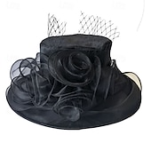 levne Party klobouky-organza church fascinator svatební čajový dýchánek derby klobouky pro ženy květina široká krempa sluneční klobouk