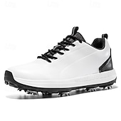cheap Men&#039;s Golf Shoes-Men&#039;s Black and White Golf Shoes with Spiked Sole, Breathable Upper, and Lightweight Design for Comfort and Support on the Golf Course