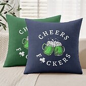 abordables Housse de coussin de vacances-Coussins décoratifs de la Saint-Patrick Housse 1PC Coussin doux carré Housse de coussin pour chambre salon canapé chaise Cheers bière irlandaise
