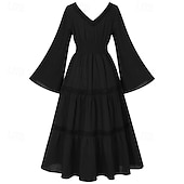 economico Vestito-Elegante Medievale Rinascimento Abito da cocktail Fiera del Ren Vichingo Elfico Tinta unica Per donna Celtico Costumi da pirata Fantasia Halloween Carnevale Mascherata Carnevale Halloween Mascherata