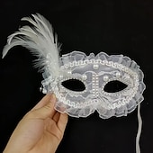 olcso Maszk-Halloween Velencei maszk Columbina Farsangi maszk Fél arc Felnőttek Férfi Női Farsang Mardi Gras Parti Álarcos mulatság Velencei karnevál Egyszerű Halloween jelmezek Kiöltözik