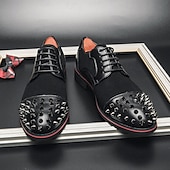 economico Formale-scarpe derby da uomo - misto pelle sintetica e pelle scamosciata con dettagli rivettati, eleganti calzature casual da uomo, perfette per ufficio, feste e uso quotidiano