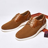 economico Casuale-scarpe casual da uomo con lacci marroni con tomaia in pelle scamosciata e vernice, calzature comode per l&#039;uso quotidiano