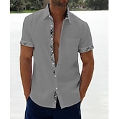 preiswerte Herrenhemd zum Knöpfen-Herren Hemd Sommerhemd Freizeithemd Strandhemd Knopfhemd Schwarz Weiß Rosa Blau Orange Kurzarm Einfach Muster Revers Urlaub Hawaiianisch Button-Down Bekleidung Polyester Mode Lässig Bequem