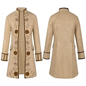 baratos Tops-Retro Vintage Punk e gótico Medieval Casaco Traje Cosplay Smoking Vampiros Cavalheiro Homens Pirata Real Steampunk Dia Das Bruxas Carnaval Baile de Máscaras Festa / Eventos Adulto Casaco