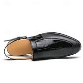 economico Sandali eleganti-scarpe eleganti da uomo nere con cinturino posteriore in pelle stampata coccodrillo, vestibilità comoda e suola resistente - perfette per eventi formali e occasioni di lavoro