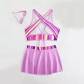abordables Maillots une pièce et tankinis-Femme Tankini Maillot De Bain Deux Pièces Dos Nu Maillots de Bain Mosaïque Maillots de Bain Noir Jaune Respirable Séchage rapide Poids Léger Sans Manches - Natation Surf Plage Eté Printemps