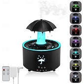 abordables Lumières intelligentes-Humidificateur de pluie Umbrella LED intelligent de 300 ml avec lumière LED 7 couleurs diffuseur d&#039;arôme télécommandé et avec minuterie pour la chambre cadeau amusant pour les enfants les adolescents