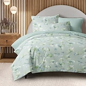 abordables 100% algodón-Funda de Edredón Floral Tamaño Completo Juego de Ropa de Cama Juego de Sábanas Funda de Colcha Suave Ligera con 2 Fundas de Almohada para Verano Primavera