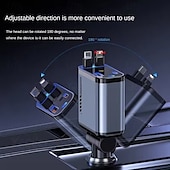 abordables Cargadores para coche-Cargador USB retráctil Starlight mejorado para automóvil, cargador de teléfono para automóvil 4 en 1 súper rápido, 2 puertos USB, adaptador para encendedor de cigarrillos