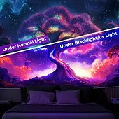 Недорогие Черные гобелены-Гобелен с черным светом светящийся в темноте UV-реактивное трипичное Древо Жизни туманные грибы природный пейзаж висячий гобелен настенное искусство фреска для гостиной и спальни