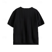 cheap Men&#039;s Elite Tees &amp; Tank-Men&#039;s T Shirt Short Sleeve Crew Neck Summer Spring Vertical Stripes Knitwear Elegant Vacation Knitting School Vacation Home Dark Red Black White Top Tee for Men