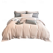 economico Set copripiumino-Set di Biancheria da Letto in Cotone Egiziano Bianco Solido Luxury Soft Brushed con Bordo Scolpito Completo Copripiumino Copripiumino per Regine e King Size con Federe