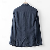 cheap Men&#039;s Blazers-Men&#039;s 100% Linen Blazer Blazer Business Cocktail Party Wedding Party Fashion Casual Spring Autumn / Fall 100% Linen Plain Buttons Pocket Comfortable Single Breasted Blazer White Navy Blue khaki Gray